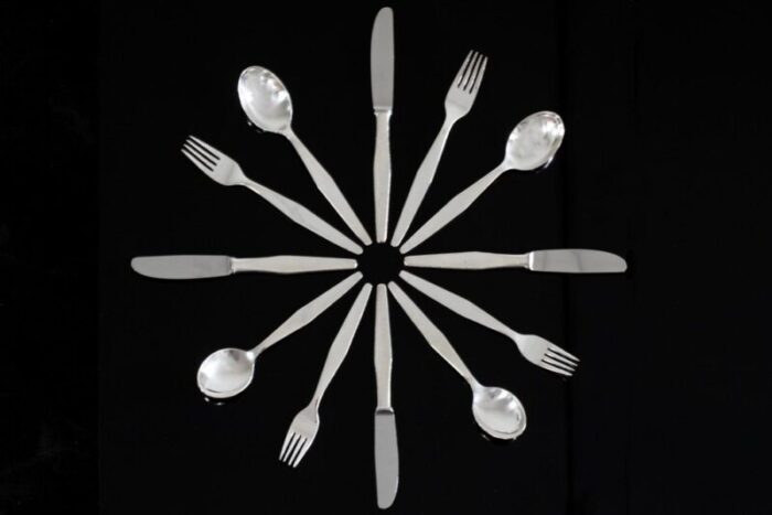 cutlery set for six people in silver nickel by gio ponti for krupp italy 1950s set of 18 9