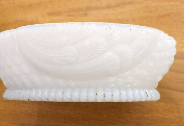 cygne butter box in white opalin glass by vallerysthal 1890s 10