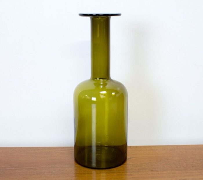 danish green floor vase by otto brauer for holmegaard 1960s 1