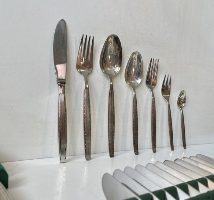 danish modern silver plated capri cutlery for 12 by kr j andersen 1960s set of 89 3