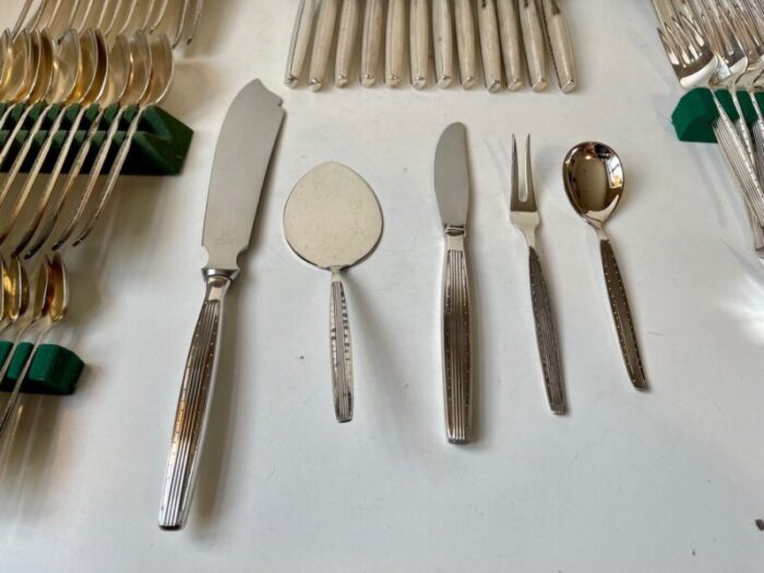 danish modern silver plated capri cutlery for 12 by kr j andersen 1960s set of 89 7