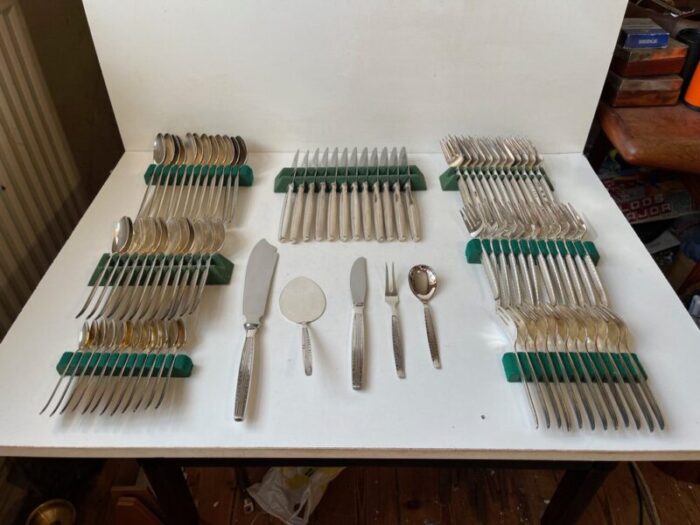 danish modern silver plated capri cutlery for 12 by kr j andersen 1960s set of 89 8