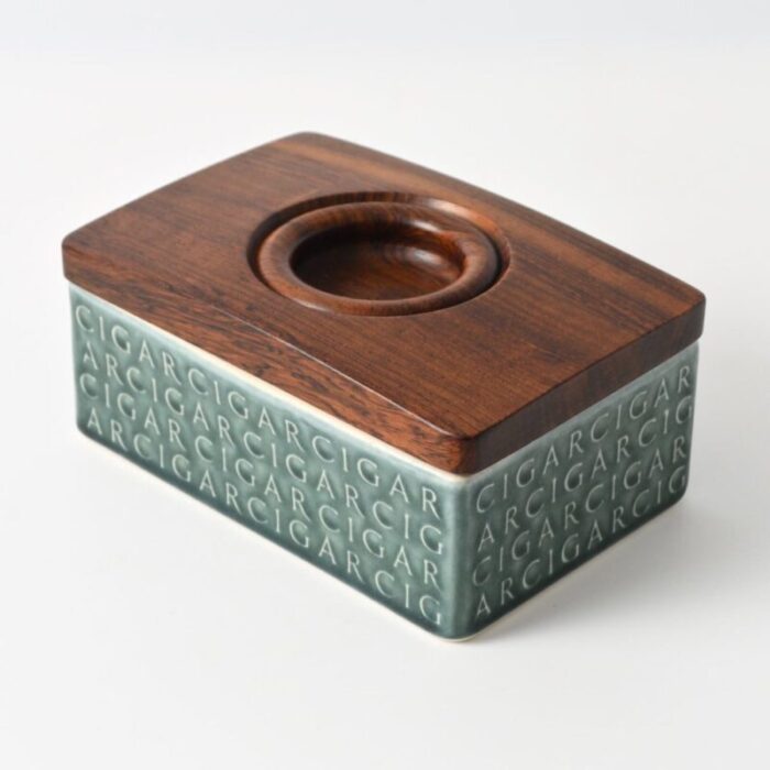 danish rosewood and ceramic cigar box by jens harald quistgaard for kronjyden 1960s 1