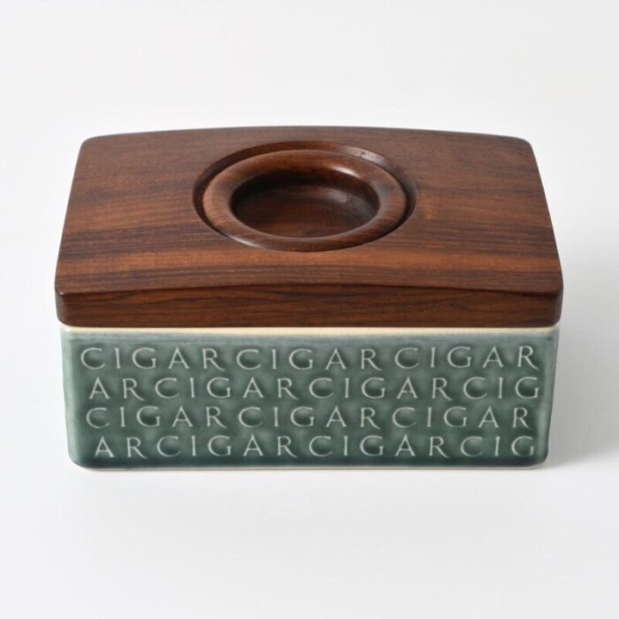 danish rosewood and ceramic cigar box by jens harald quistgaard for kronjyden 1960s 2