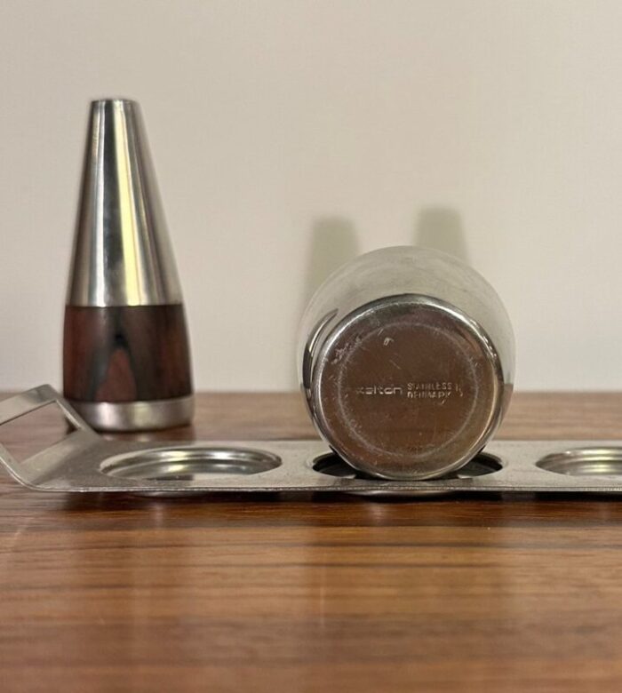 danish rosewood silver cruet set by arne jacobsen for stelton denmark 1962 set of 6 8