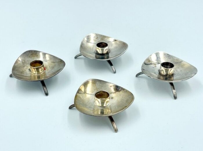 danish silver plated atla candleholders from cohr 1960s set of 4 2