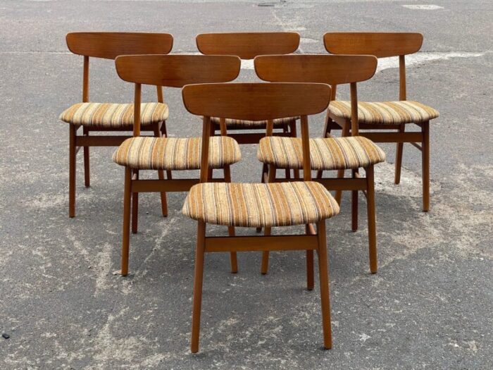 danish teak dining chairs 1962 set of 6 9448