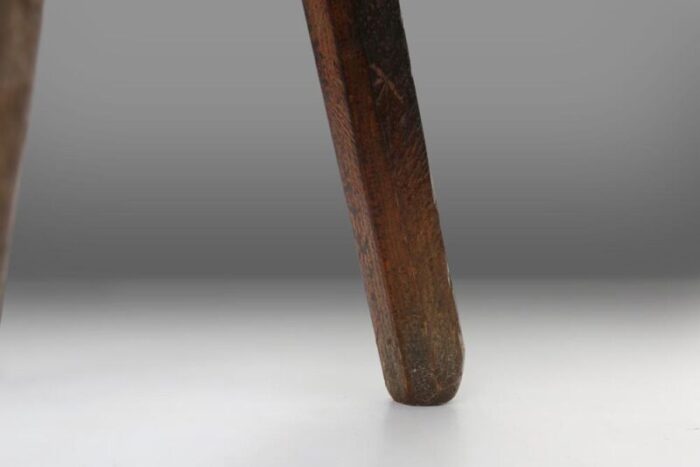 dark wooden tripod stool france 1890s 2973