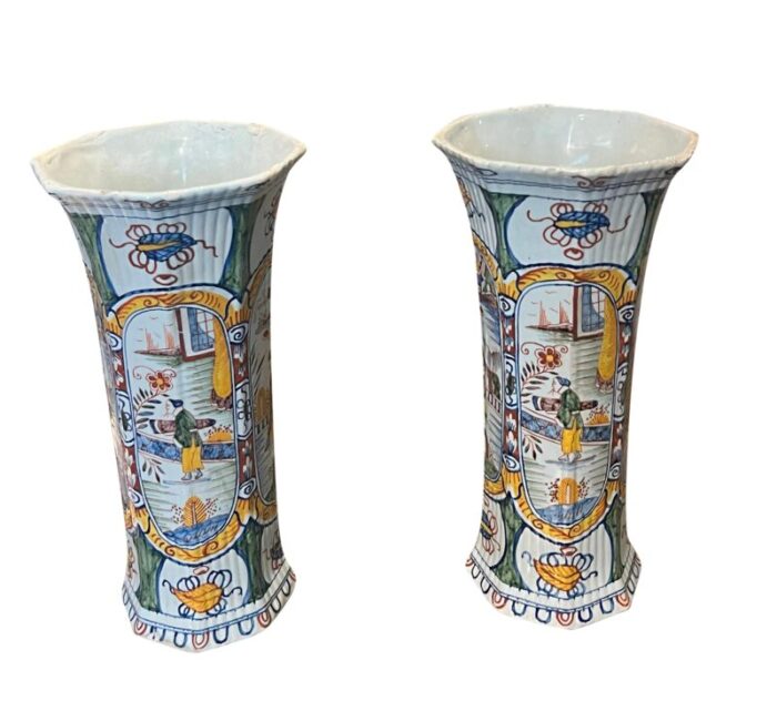 delft polychrome vases a pair 1482