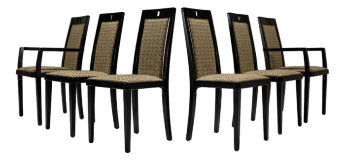 dining chairs in wood and fabric austria 1980s set of 6 9398