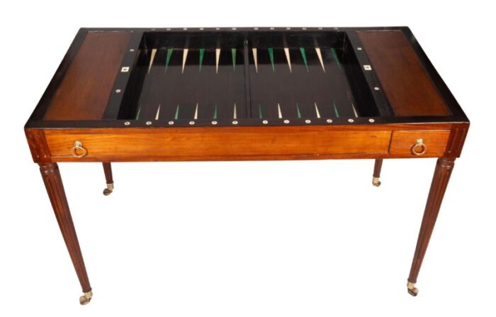 directoire mahogany and brass mounted tric trac table 1907