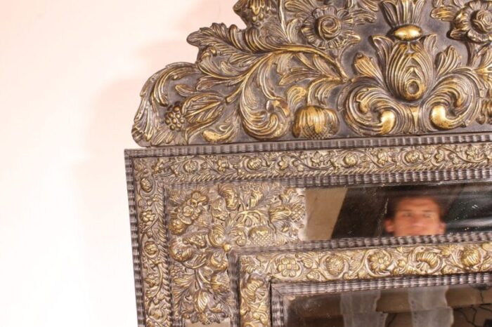 dutch brass mirror 1800s 3