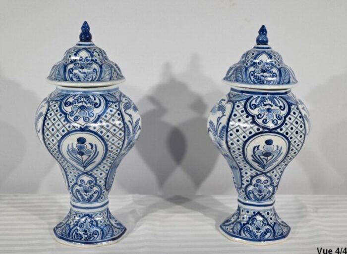 early 20th century delft earthenware vases 1890s set of 2 20