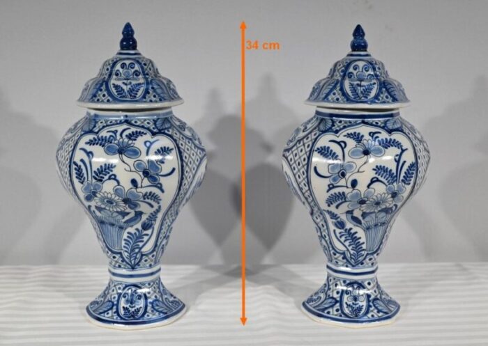 early 20th century delft earthenware vases 1890s set of 2 23