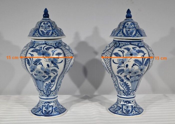 early 20th century delft earthenware vases 1890s set of 2 24