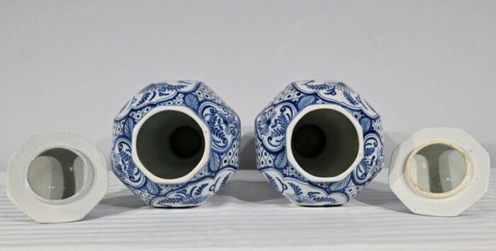 early 20th century delft earthenware vases 1890s set of 2 5