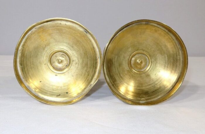 early 20th century empire brass candleholders set of 2 14