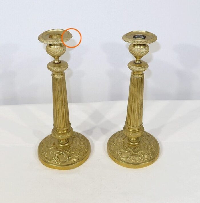 early 20th century empire brass candleholders set of 2 15