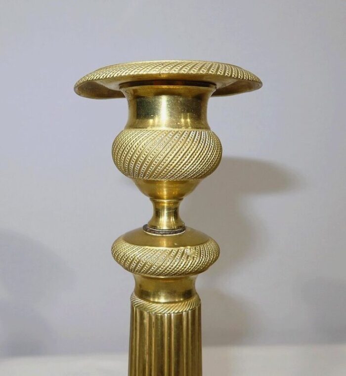 early 20th century empire brass candleholders set of 2 7