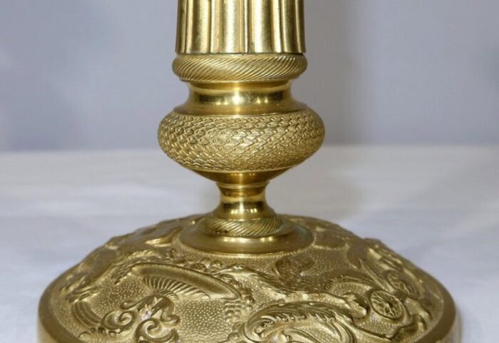 early 20th century empire brass candleholders set of 2 9