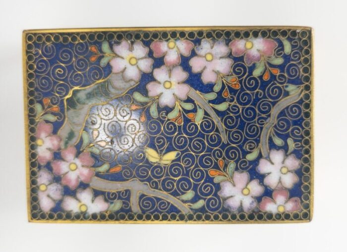 early 20th century japanese cloisonne enamel tray and matchbox cover 5