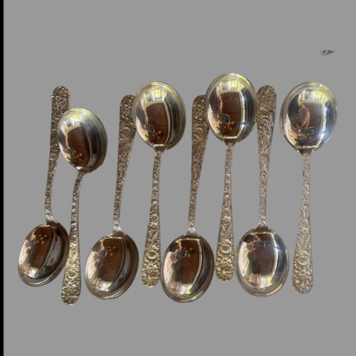 early 20th century kirk and son stieff sterling silver repousse flatware set service for 8 64 pieces 1574