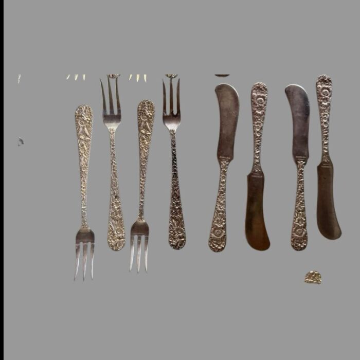 early 20th century kirk and son stieff sterling silver repousse flatware set service for 8 64 pieces 1715