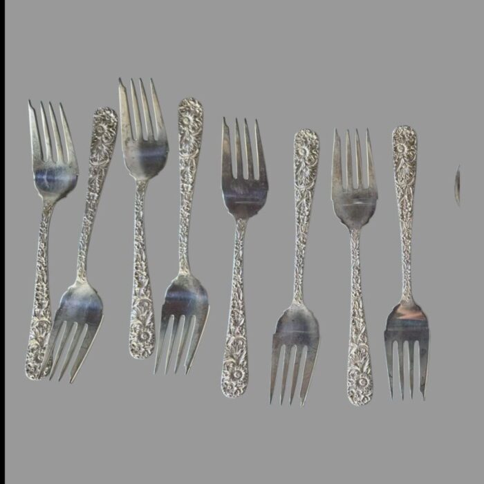 early 20th century kirk and son stieff sterling silver repousse flatware set service for 8 64 pieces 7845