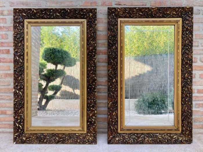 early 20th century spanish beveled mirrors with gold frames set of 2 4