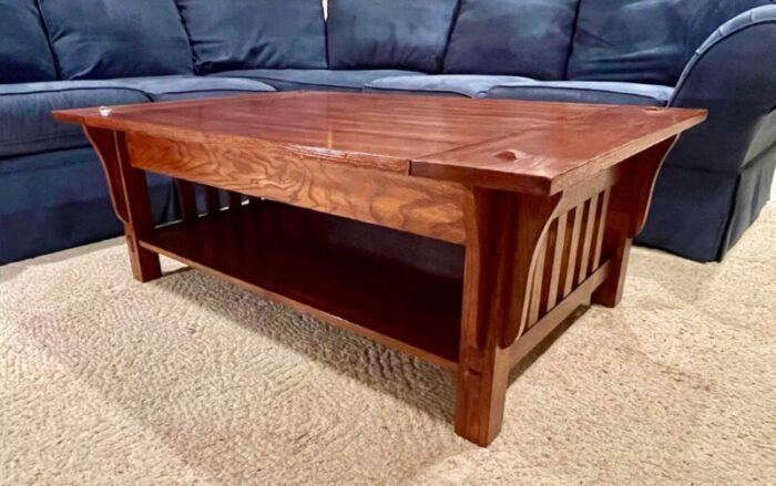 early 21st century mission style oak coffee table 7542