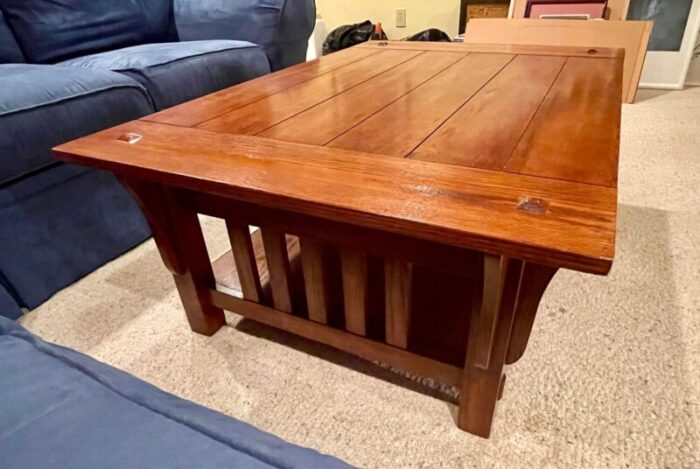 early 21st century mission style oak coffee table 8177