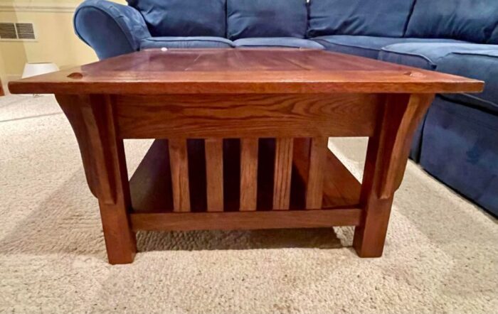 early 21st century mission style oak coffee table 8793