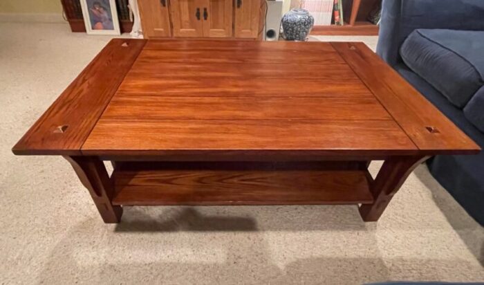 early 21st century mission style oak coffee table 9197