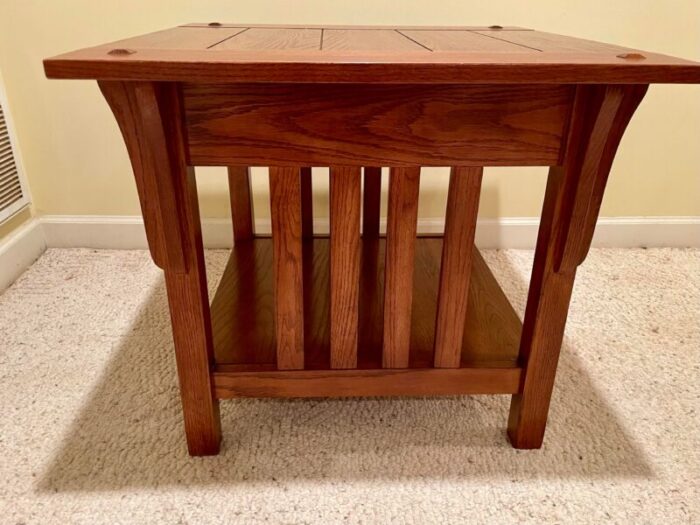 early 21st century mission style oak side table 1919