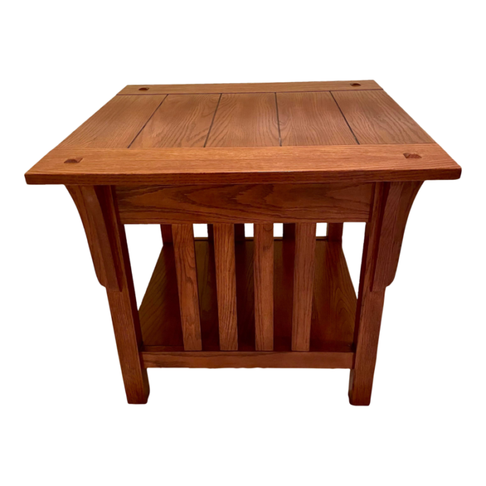 early 21st century mission style oak side table 5112