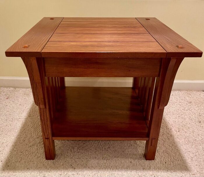 early 21st century mission style oak side table 7683