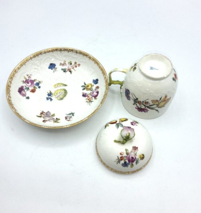 early meissen chocolate cup and saucer set of 2 4