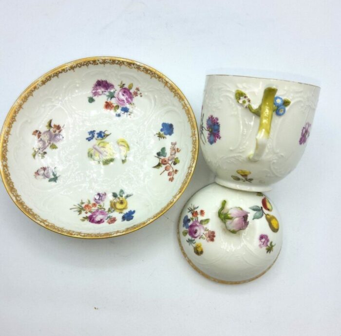 early meissen chocolate cup and saucer set of 2 7