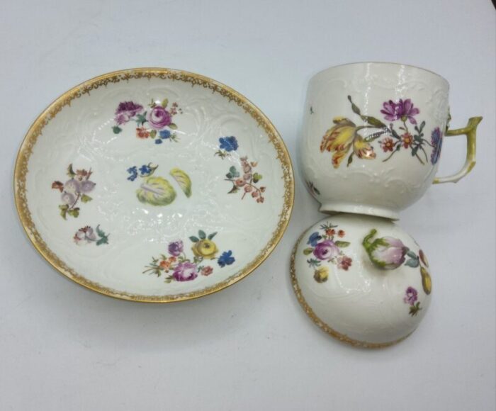 early meissen chocolate cup and saucer set of 2 8