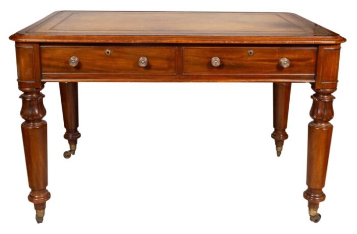 early victorian mahogany writing table with cope and collinson casters 2925