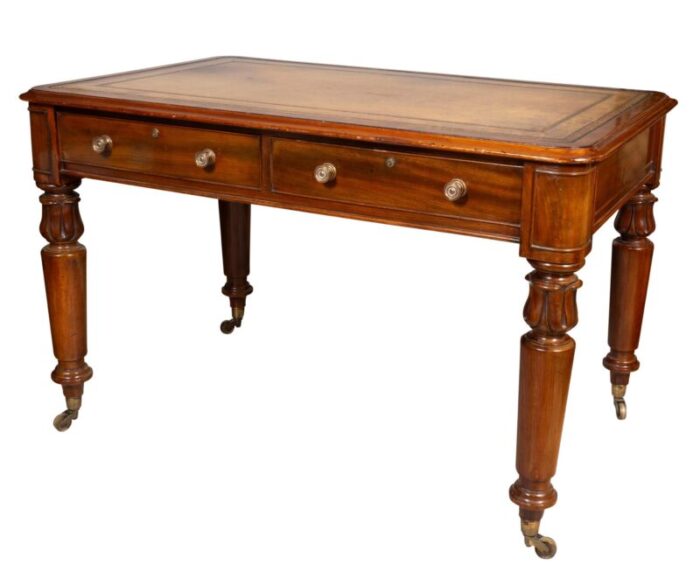 early victorian mahogany writing table with cope and collinson casters 9735