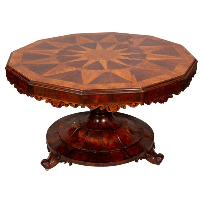 early victorian rosewood burl walnut and elm center table 7431