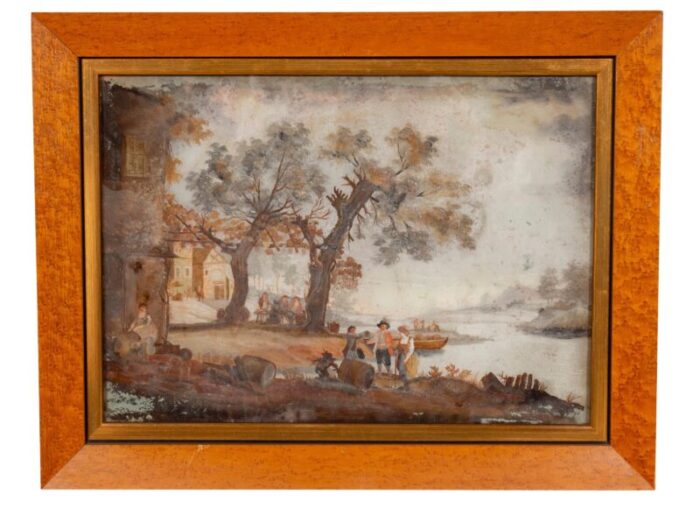 eighteenth century dutch reverse paintings on glass set of 4 8953