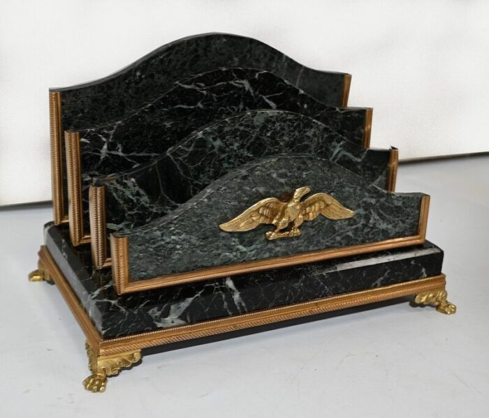 empire style marble and bronze clock set late 1800s set of 5 29