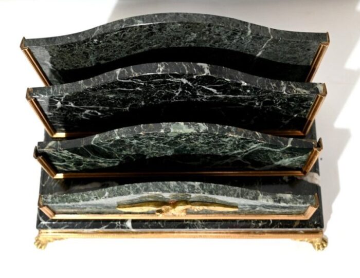 empire style marble and bronze clock set late 1800s set of 5 31