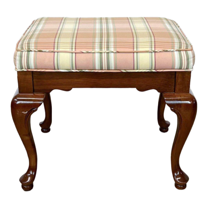 english country style ottoman with plaid seat 4669