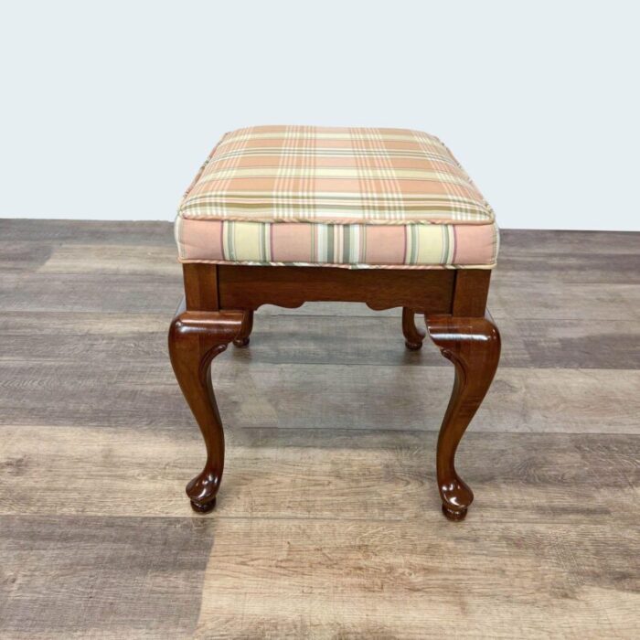 english country style ottoman with plaid seat 5186