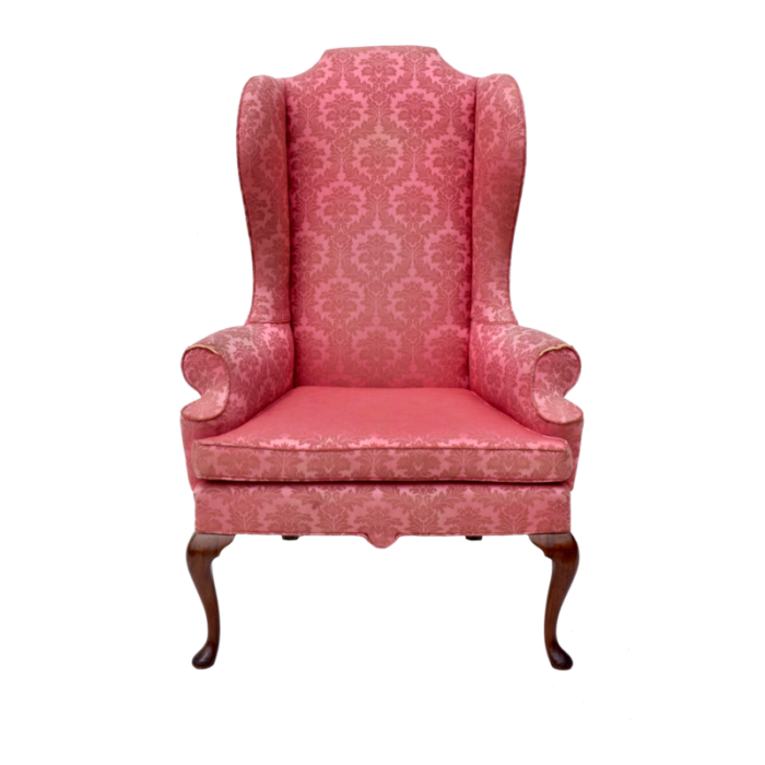 english queen anne style high back library wingchair 9007