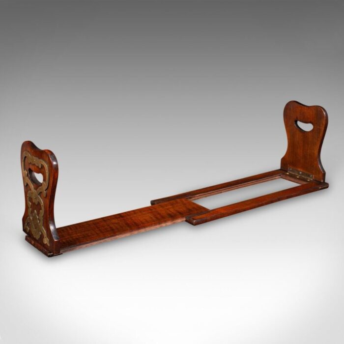 english walnut brass extending book rest victorian 2