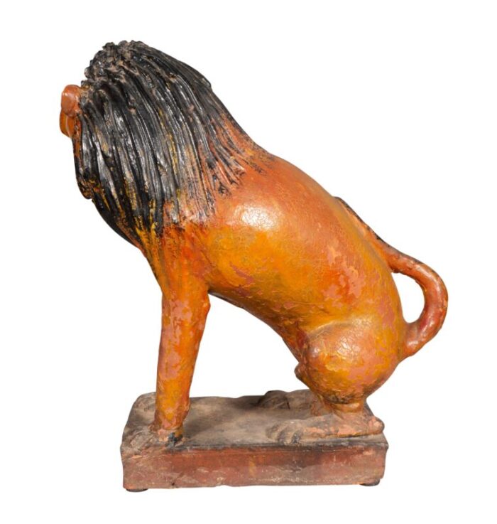 european glazed terracotta figure of a lion 3987